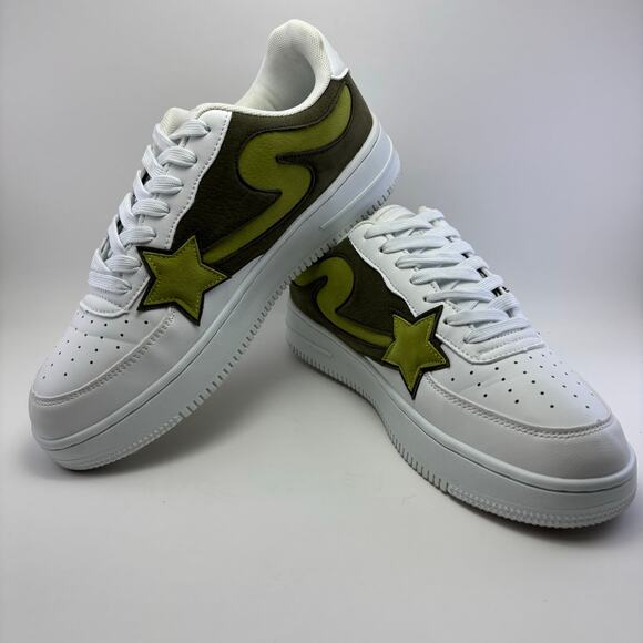 KADULANG White Sneakers With Green Shooting Star Design Mens Size 9.5 - Picture 12 of 12